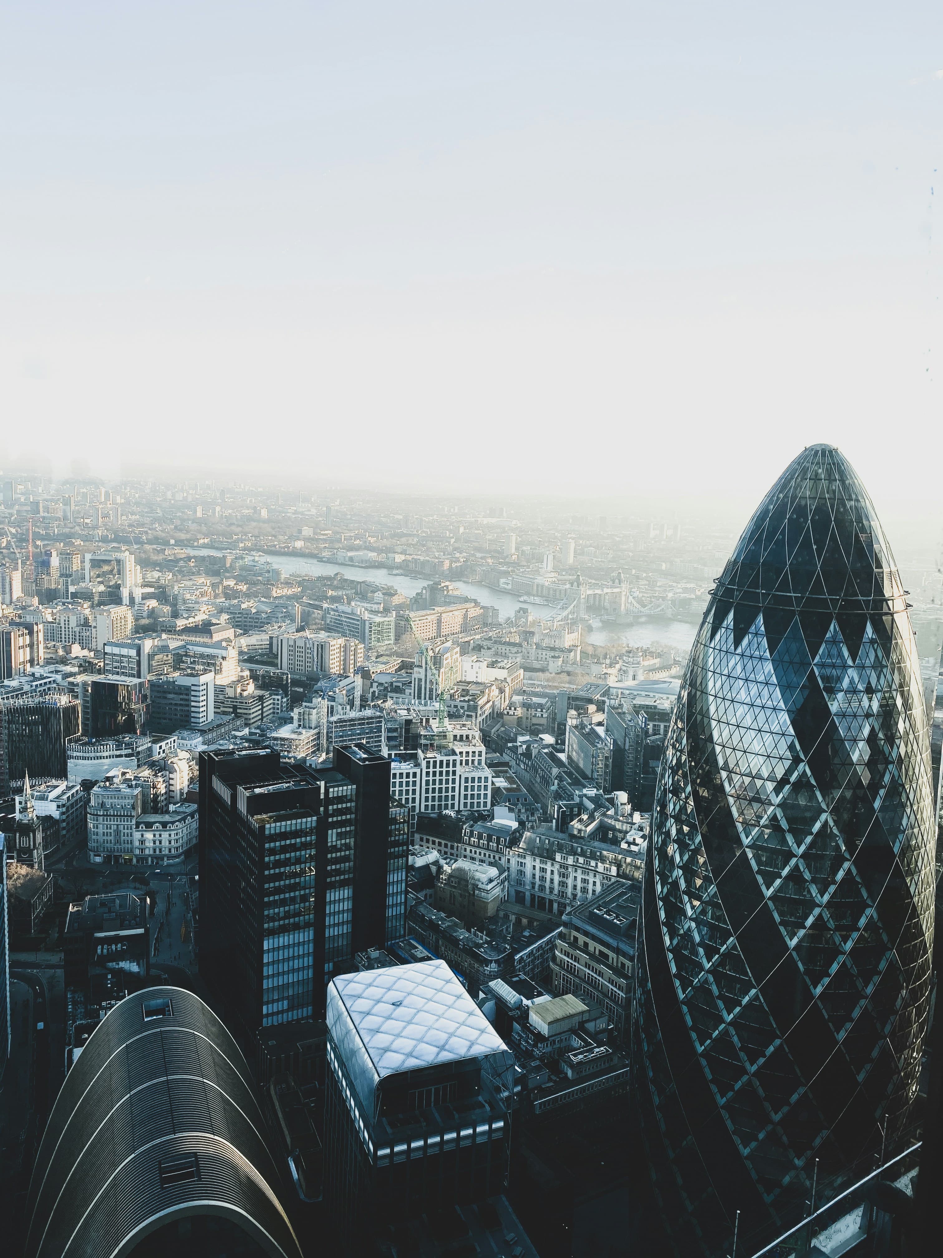 A view of London with the Gherkin being the focus